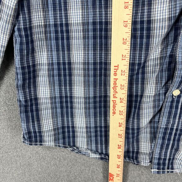 American Rag Cie Shirt Mens Extra Large Blue Plaid‎ Hooded Button Down Cotton - Picture 9 of 16